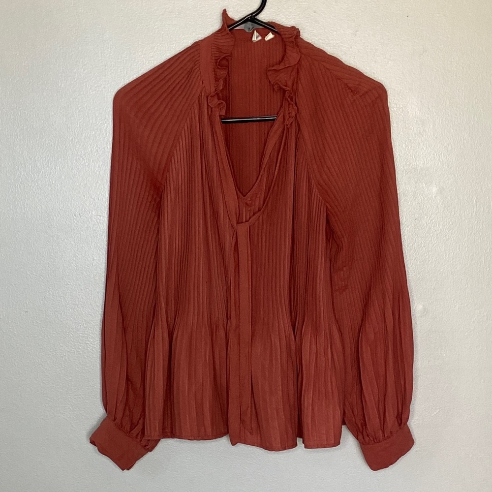 Treasure & Bond Rust Pleated Blouse
